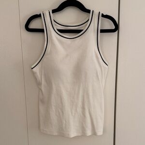 NWOT Uniqlo White Tank Top with Black Trim